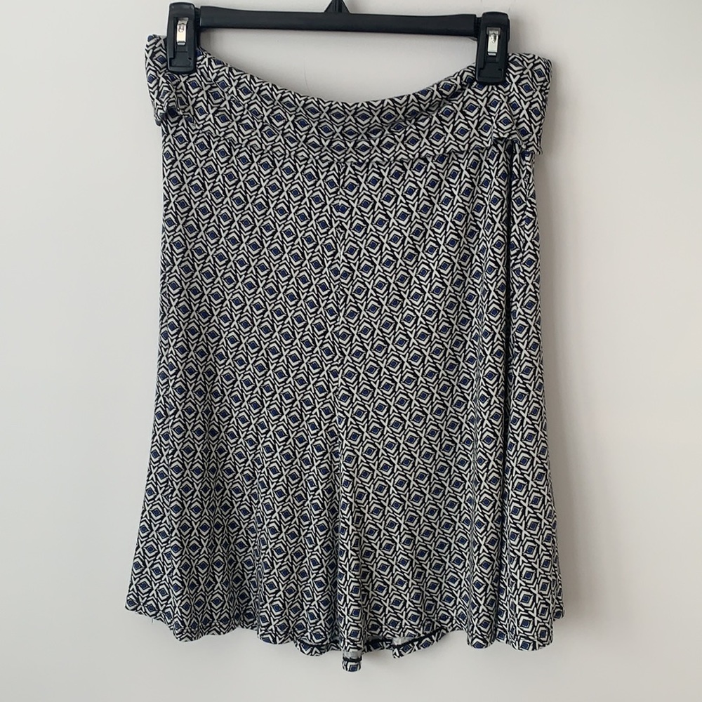 NOT FOR SALE ***Max Studio A-Line Foldover Waist Blk Wht & Blue Mini Sz S